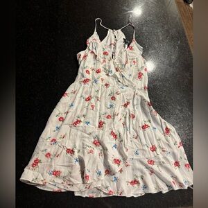 White and floral print mini dress